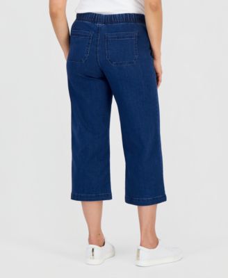 Petite High Rise Cropped Wide Leg Jeans