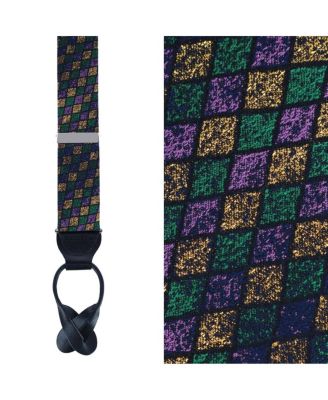 Men's Carnival Diamond Novelty Silk Button End Suspenders
