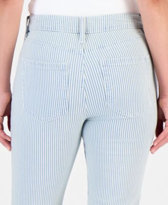 Petite Engineer-Stripe High-Rise Cropped Jeans