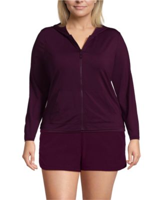 Plus Size SunShade UPF 50 Hooded Zip Front Rash Guard