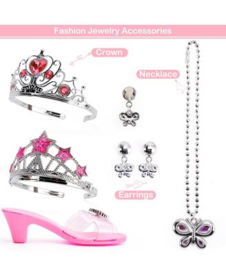 Princess Dress-Up Gift Set with Wearable Tiara, Necklace & Earrings for Girls Birthday & Parties