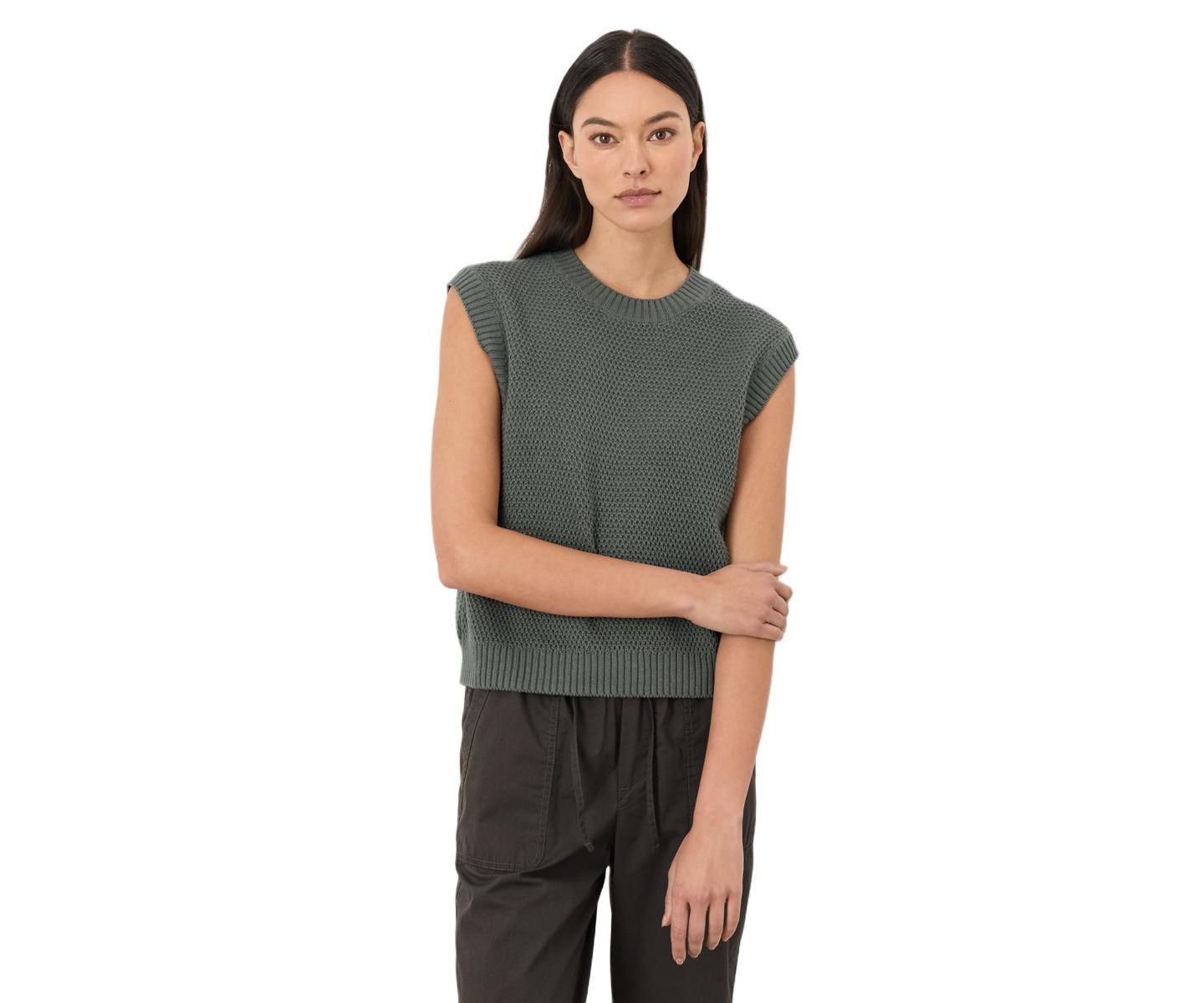 Женский топ Pact Organic Cotton Shoreline Relaxed Shell, цвет: Зелёный меланжевый — фото 1