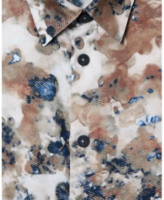 Men's Short Sleeve Silky Printed Button Up Shirt