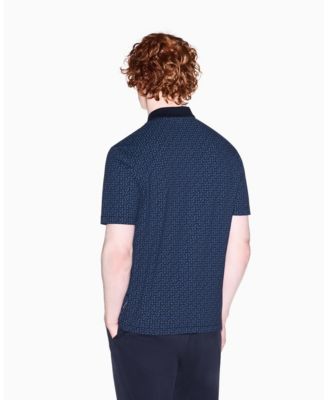 Men's Pique Allover Logo Print Polo Shirt