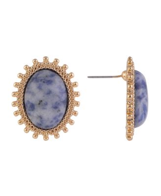 Tone Oval Button Earrings