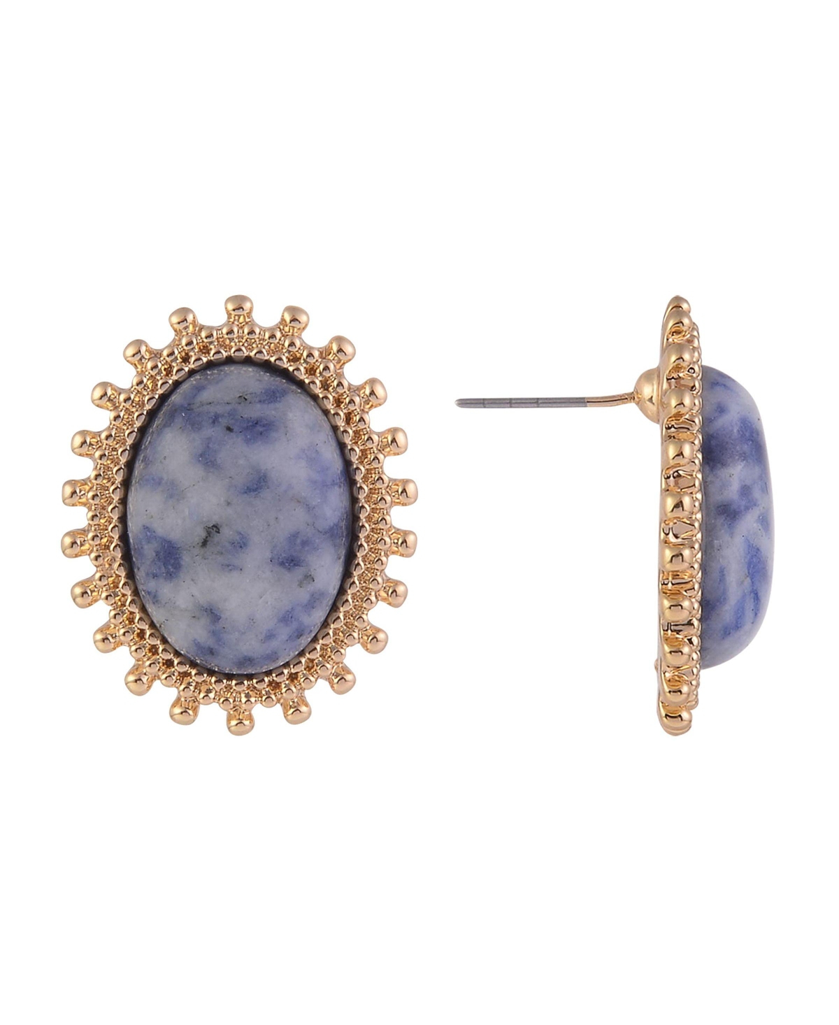 Rachel Rachel Roy Gold Tone Oval Button Earrings