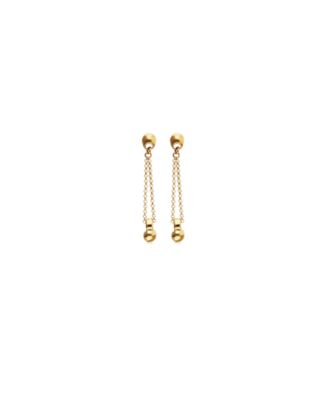 18k Gold Metal Alloy Earrings with Long Chain and Ball Detail