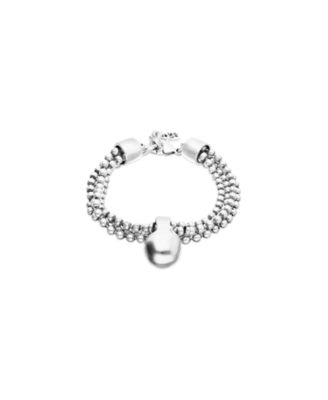 Sterling Silver Alloy Bracelet with Silver Threads and Big Shaped Ball