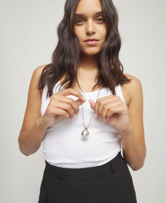 18k Gold Plated Metal Alloy Long Necklace with Big Ball