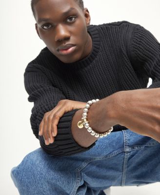 Bracelet with Medium Sterling Silver Alloy Shapes of Balls and Big Shaped Ball in Gold 18k