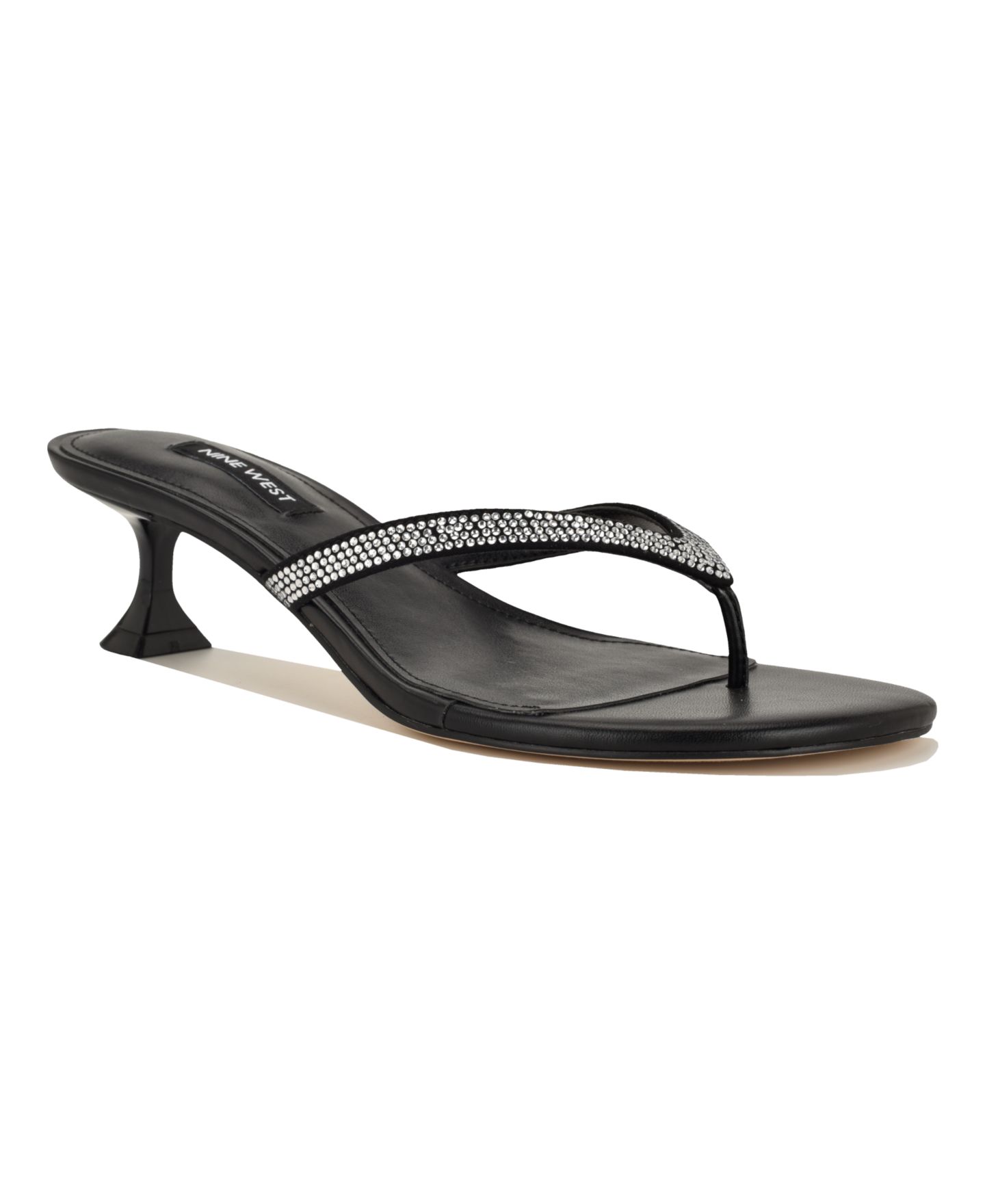 Женские сандалии Nine West Cruise Thong Kitten Heel Dress Sandals, цвет: Чёрный — фото 1