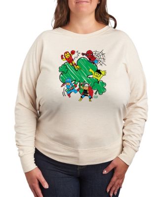 Plus Size Marvel Avengers Shamrock Sketch Long-Sleeve Sweatshirt