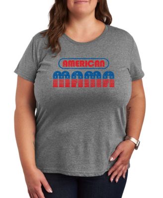 Plus Size Instant Message American Mama Graphic Crewneck T-Shirt