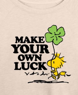 Plus Size Peanuts St. Patrick's Day Woodstock Make Your Own Luck French Terry Graphic Crewneck T-Shirt