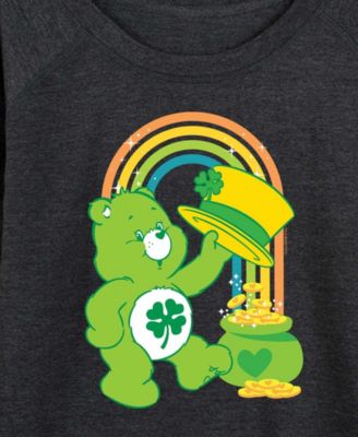 Plus Size Care Bears St. Patrick's Day Good Luck Bear Rainbow Long-Sleeve Sweatshirt