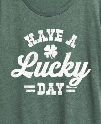 Plus Size Instant Message St. Patrick's Day Have A Lucky Day Graphic Crewneck T-Shirt