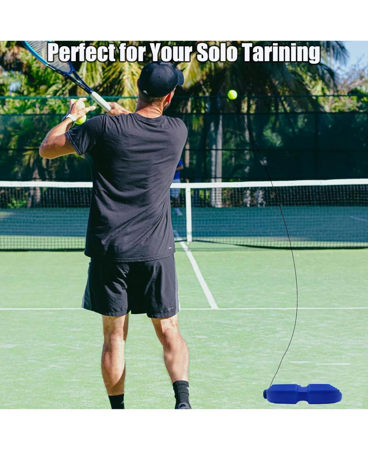 Magicorange Solo Tennis Trainer Rebound Ball Set with 6 String Balls and Portable Base for Self Practice and Skill Training for Kids and Adults
