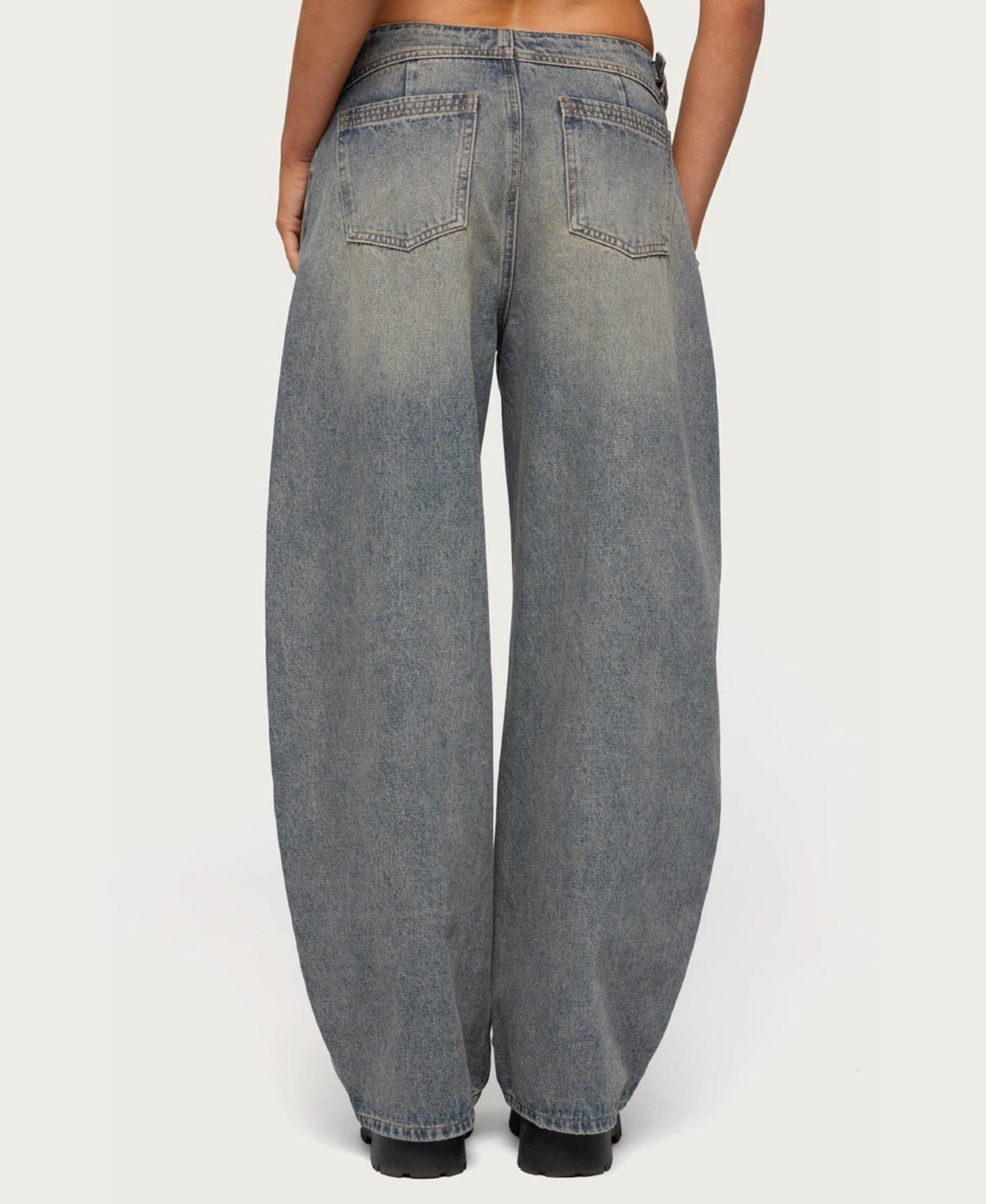 Edikted Women's Side Belt Low Rise Barrel Jeans