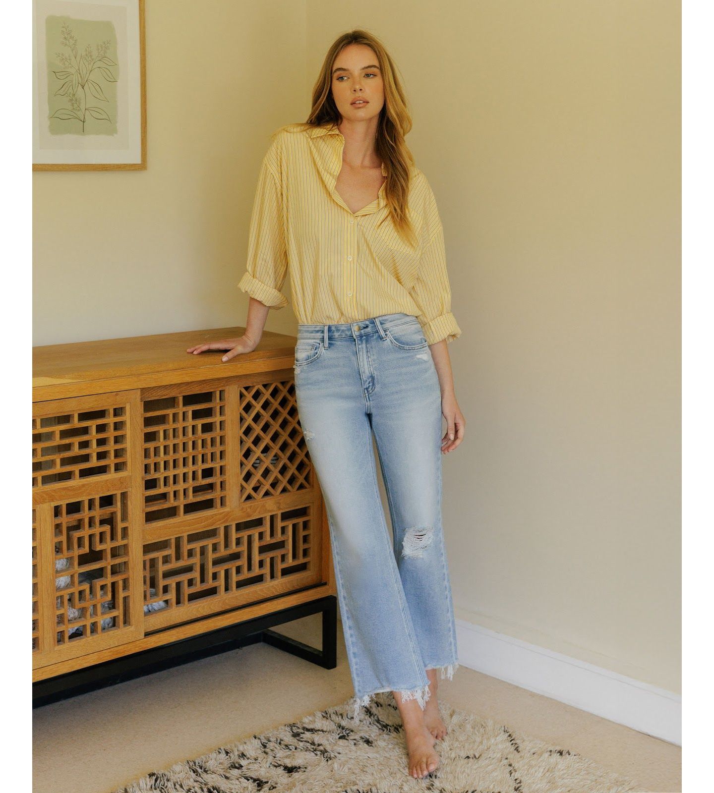 Женские джинсы Flying Monkey High Rise Distressed Crop Slim Wide Leg, цвет: Синий — фото 2