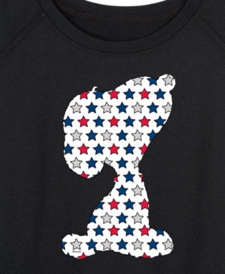 Plus Size Peanuts Snoopy Silhouette USA Stars French Terry Graphic Crewneck T-Shirt