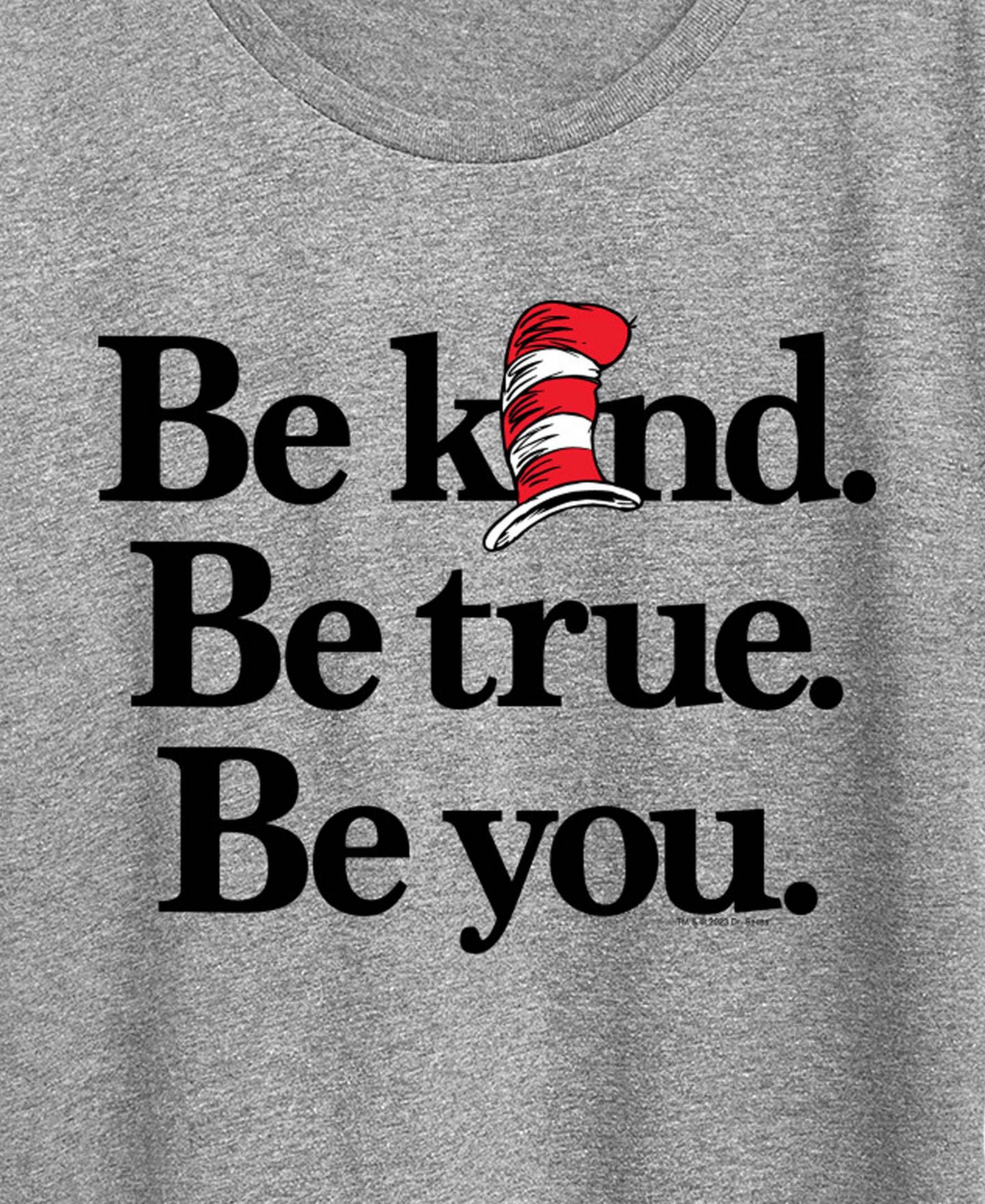 Женская футболка Hybrid Apparel Plus Size Dr. Seuss Cat In The Hat Be You Printed Crewneck, цвет: Меланжевый серый — фото 2