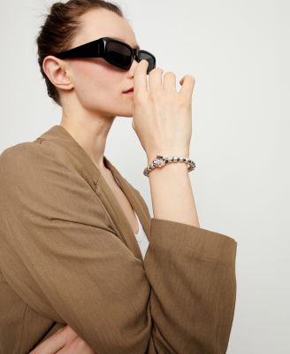 Pink Faceted Crystals Elastic Bracelet