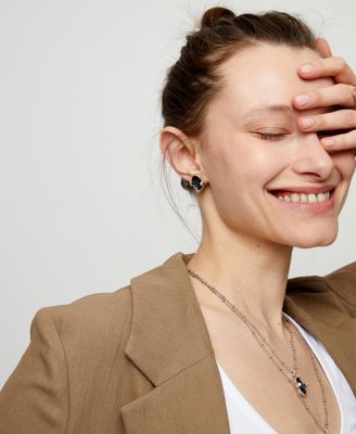 Gray Facted Crystals Earrings