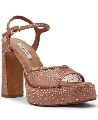 Steve Madden Women's Liandra Rhinestone Platform Sandals - Mocha