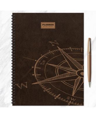 July 2026 - June 2027 Leather Compass Large Weekly Monthly Planner