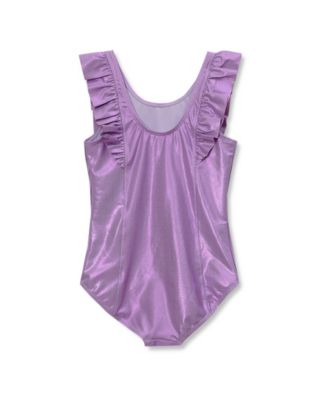 Girls Chlorine Resistant Scoop Neck Ruffle One Piece Swimsuit