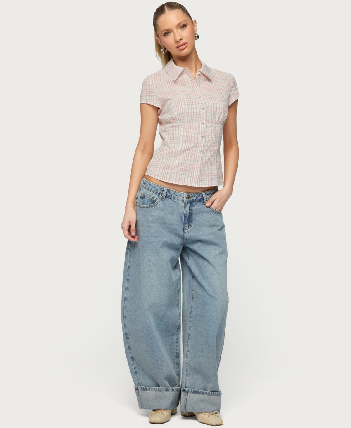 Edikted Women's Kella Low Rise Baggy Jeans