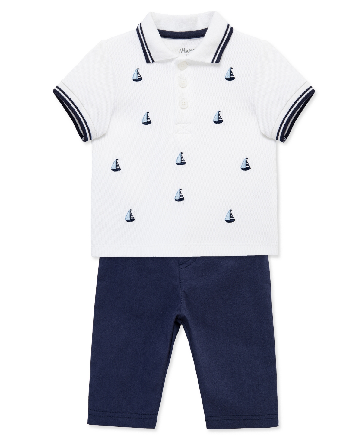 Little Me Baby Boys' Short-Sleeve Polo Shirt & Pants, 2-Piece Set
