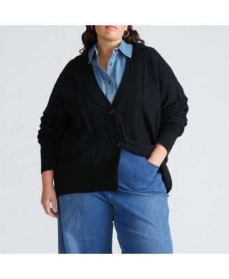 Plus Size Cable Knit Cardigan