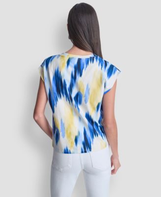 Women's Abstract Print Tie-Waist Top
