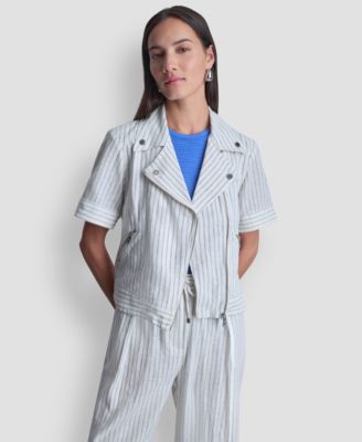 Women's Striped Collared Neck Jacket