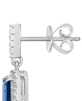Sapphire (2.10 ct. t.w.) & White Sapphire (0.25 ct. t.w.) Drop Earrings in 14k White Gold (Also Available in Emerald)