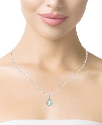 Green Amethyst (7.10 ct. t.w.) & White Topaz (0.25 ct. t.w.) Pendant Necklace in Sterling Silver (Also Available in Amethyst)