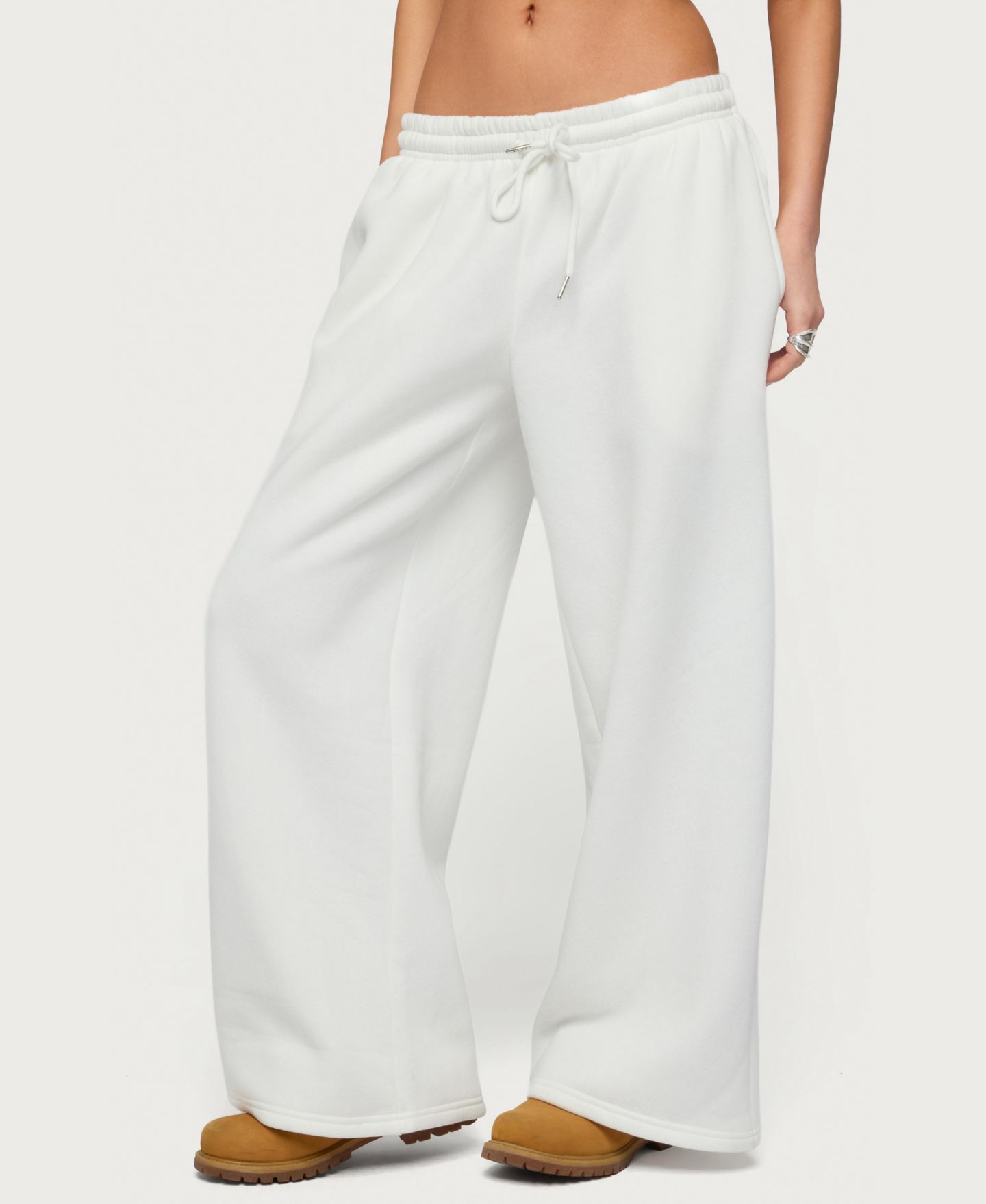 Женские брюки Edikted Wide Leg Fold Over, цвет: Белый — фото 4