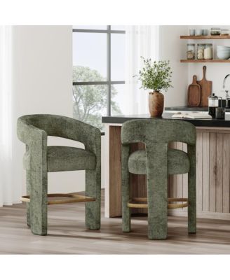 Gwen Modern Luxury Jacquard Fabric Upholstered Sculpture Counter Stool