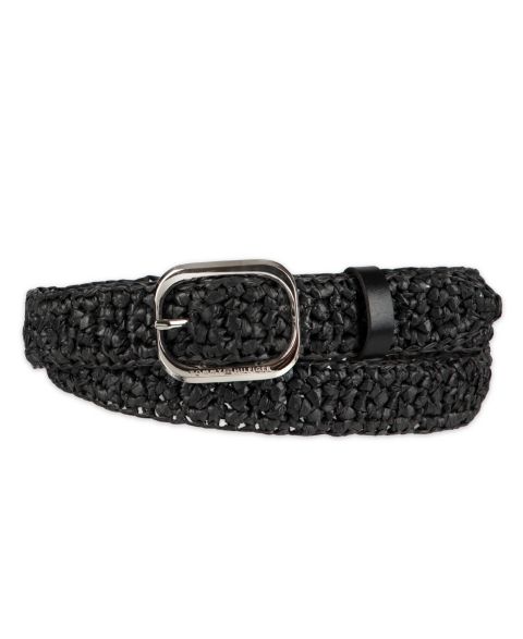 Женский ремень Tommy Hilfiger Fully Adjustable Casual Crocheted Belt, цвет: Чёрный
