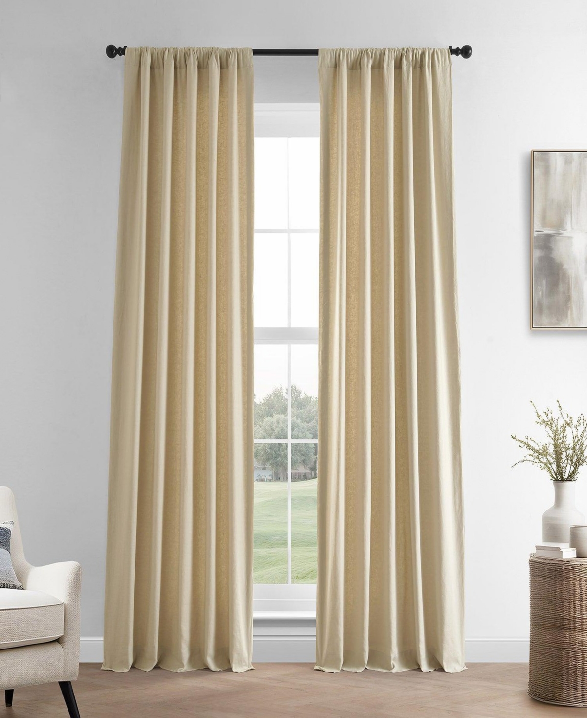 Half Price Drapes French Linen Room Darkening Curtain