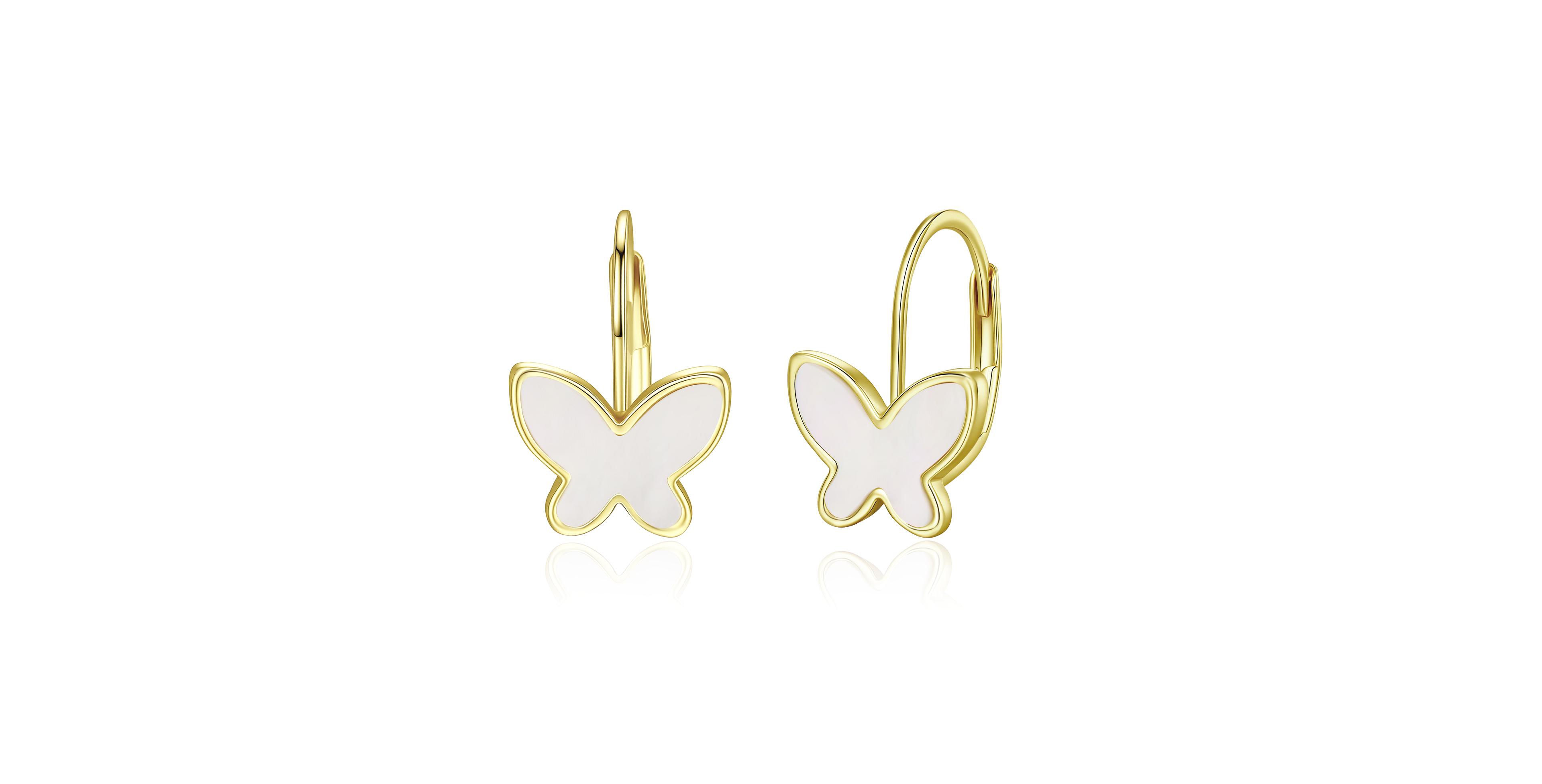 Enchanting Kids 14K Yellow Gold-Plated Mother of Pearl Butterfly Dangle Earrings