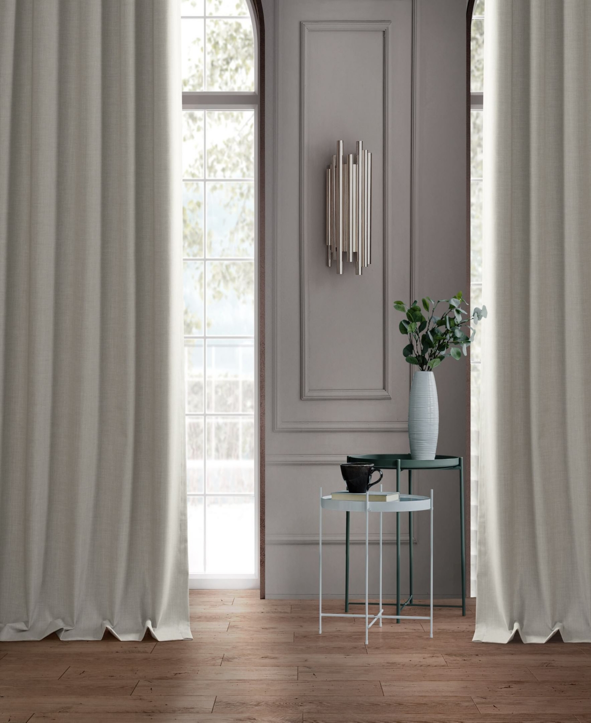 Half Price Drapes Warm White Performance Linen Hotel Blackout Curtain