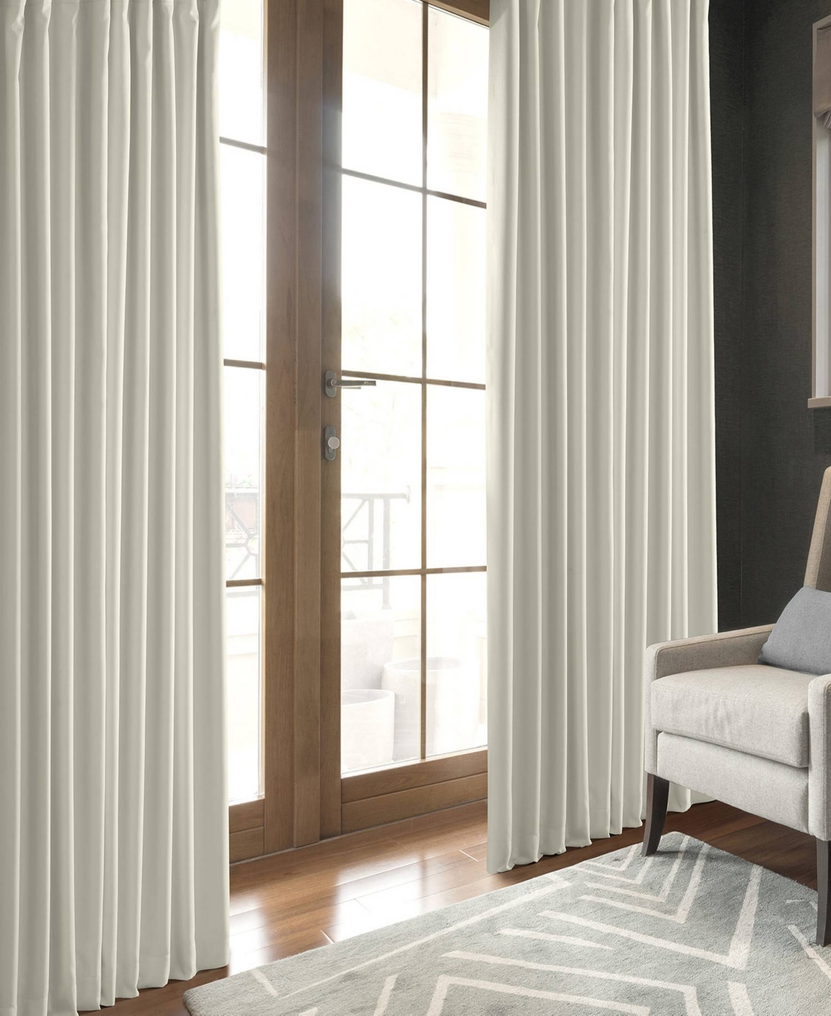 Half Price Drapes Off White Faux Linen Hotel Blackout Curtain