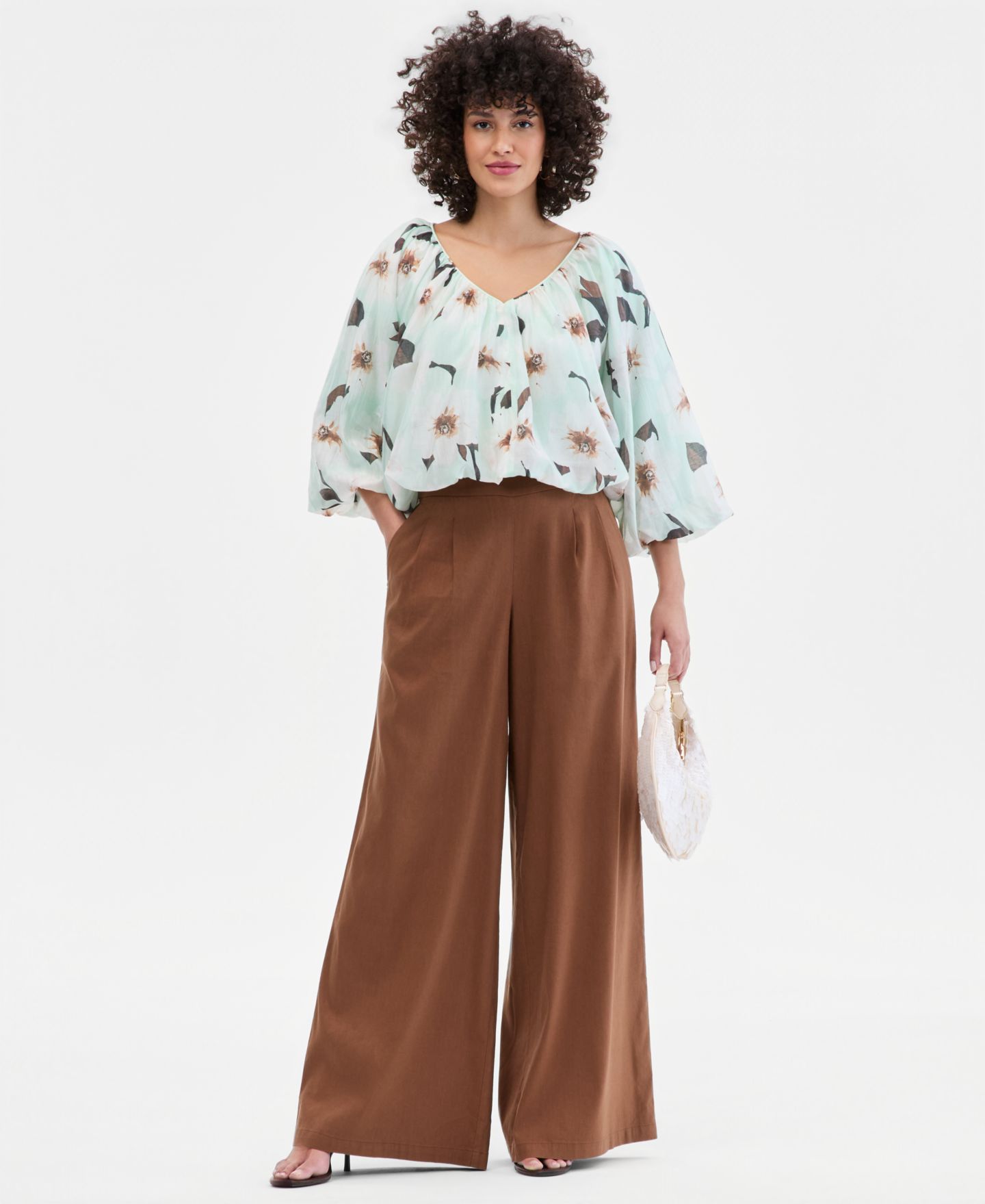 Женская блузка I.N.C. International Concepts Printed Puff-Sleeve Bubble, цвет: Kari Garden — фото 2
