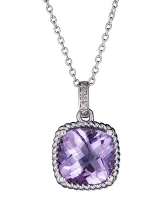 Green Amethyst (4 ct. t.w.) & Diamond (0.025 ct. t.w.) Pendant Necklace in Sterling Silver (Also Available in Pink & Sky Blue Amethyst)
