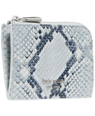 Snake Embossed Leather Zip Card Case