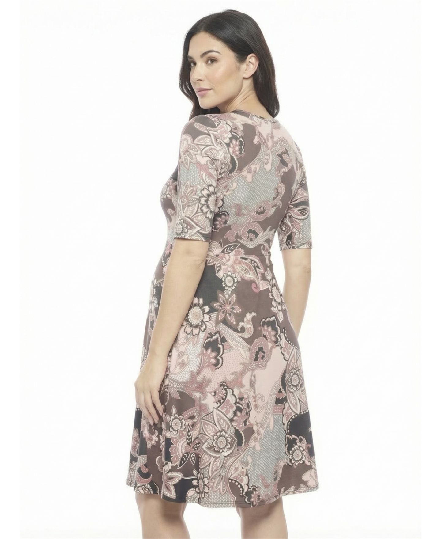 Женское платье 24seven Comfort Apparel and Plus Size Maternity Scoop Neck Skater, цвет: С принтом — фото 3