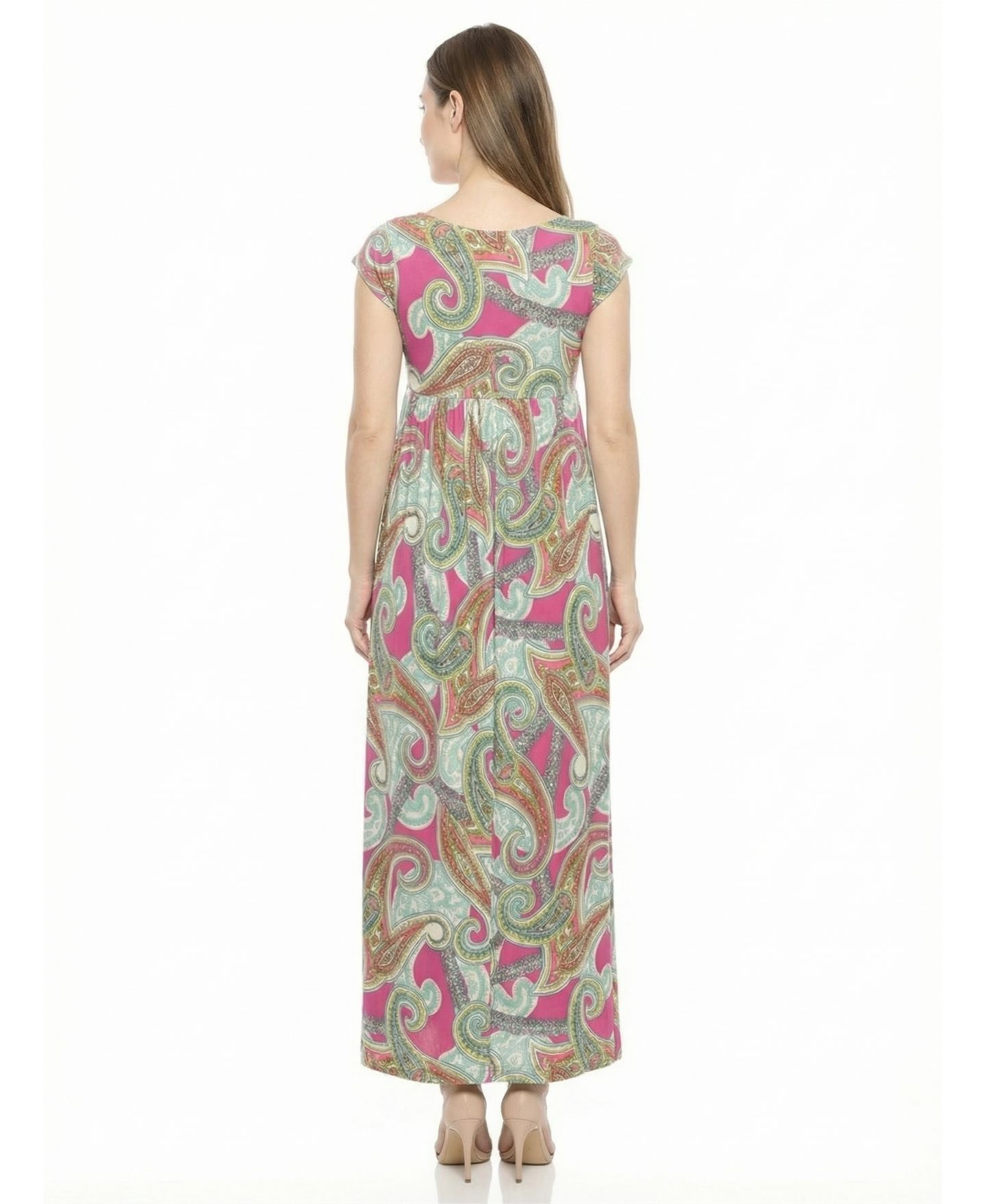 Женское платье 24seven Comfort Apparel and Plus Size Maternity Square Neck Maxi, цвет: С принтом — фото 3