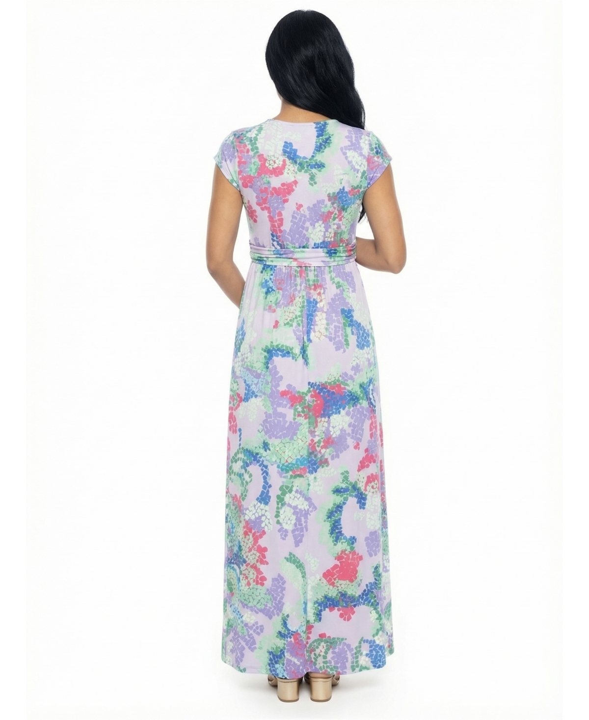 24seven Comfort Apparel Women's and Plus Maternity V-Neck Maxi Dress